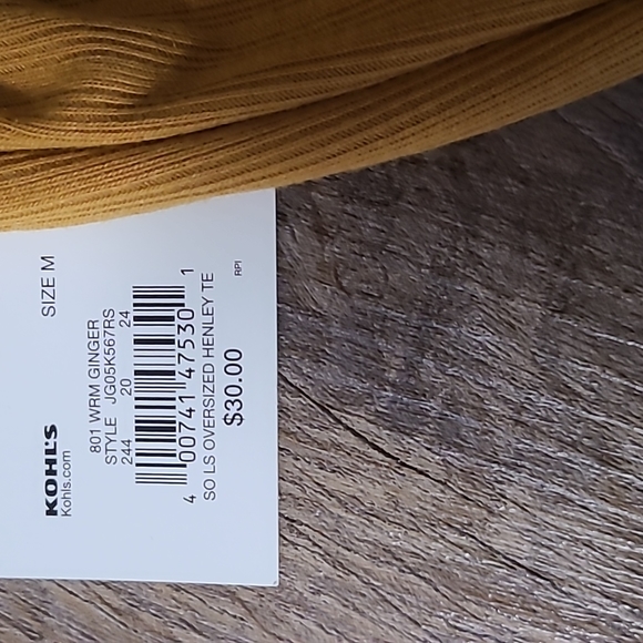 SO BRAND WOMENS MEDIUM TOP "WARM GINGER". OVER SIZED HENLEY TEE - Picture 8 of 10